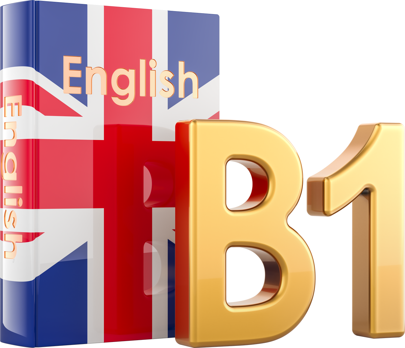 B1 English level, concept. B1 Intermediate, 3D rendering isolated on transparent background